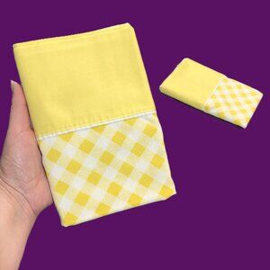 Vintage 60s Dan River USA DANTREL Yellow Gingham Pillowcase Set: Mid-Century Bed